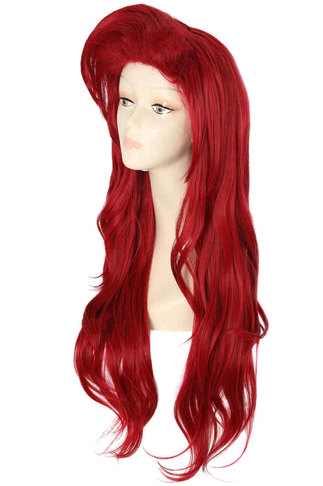 70cm Dark Red Anime The Little Mermaid Ariel Long Straight Cosplay Wig ...